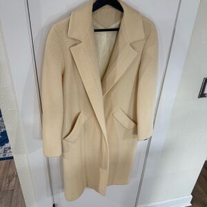 Cream Textured Trench Coat